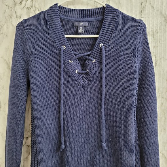 💕 Gap Navy sweater with lace up detail Size XS - Picture 11 of 11